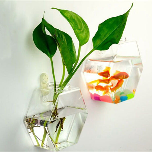 Creative Wall Hanging Transparent Glass Vase Fish Tank Hydroponic Living Room Home Decor