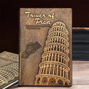 Leaning Tower of Pisa Diary Book Vintage Leather Fashion Notebook Lined Paper 128 Sheets 256 Pages