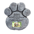 Memorial Tombstone Keepsake Gravestone Tomb Dog Cat Paw Footprint Shape Funeral Stone w/ Photo Slot Sympathy Poem for Pets Decorations