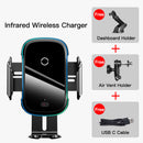 Baseus 15W Wireless Charger Infrared Induction Smart Sensor Air Vent Dashboard Car Phone Holder For 4.7-6.5 Inch Smart Phone For iPhone 11 For Samsung