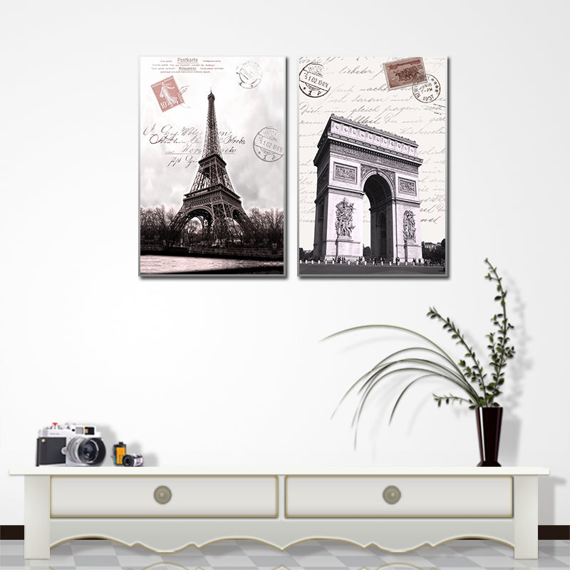 Miico Hand Painted Combination Decorative Paintings Paris Landscape Paintings Wall Art For Home Decoration