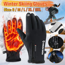 Touch Screen Gloves Zipper Thermal Winter Sports Skiing Warm Mittens PU Leather Black