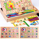 Wooden Clock Number Mathematics Toys Kids Early Learning Math Educational Toys Gift Blackboard Chalk Arithmetic Board
