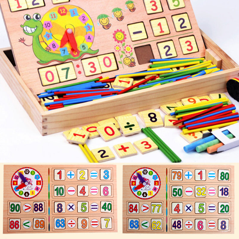 Wooden Clock Number Mathematics Toys Kids Early Learning Math Educational Toys Gift Blackboard Chalk Arithmetic Board