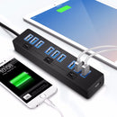 ELE 10 Port USB 3.0 USB HUB Data Hub with Power Adapter Powered High Speed Splitter Extender AC Adapter w/ Cable