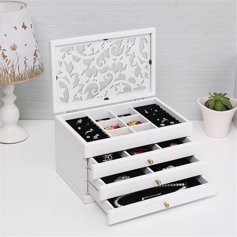 Luxury Multi-Layer High Gloss Wooden Jewelry Box Stylish Retro Storage Jewelry Box