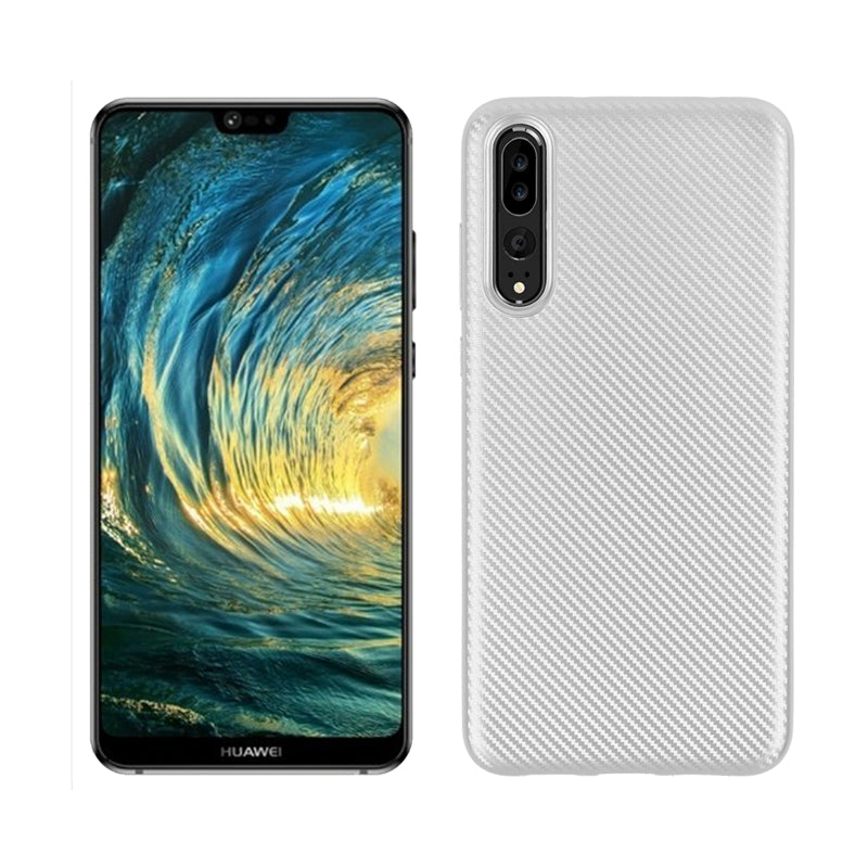 Carbon Fiber Shockproof Soft TPU Back Protective Case For Huawei P20 Pro