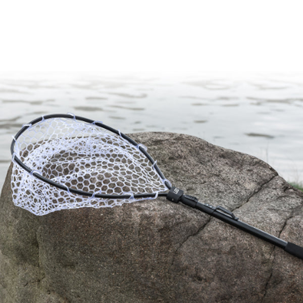 LEO Folding Fish Net Ultra-light Aluminum Alloy Rubber Mesh Catch Tackle Tool Fishing Accessories
