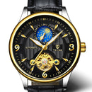 TEVISE T820B Casual Moon Phase Automatic Mechanical Watch Luxury Leather Strap Men Watch