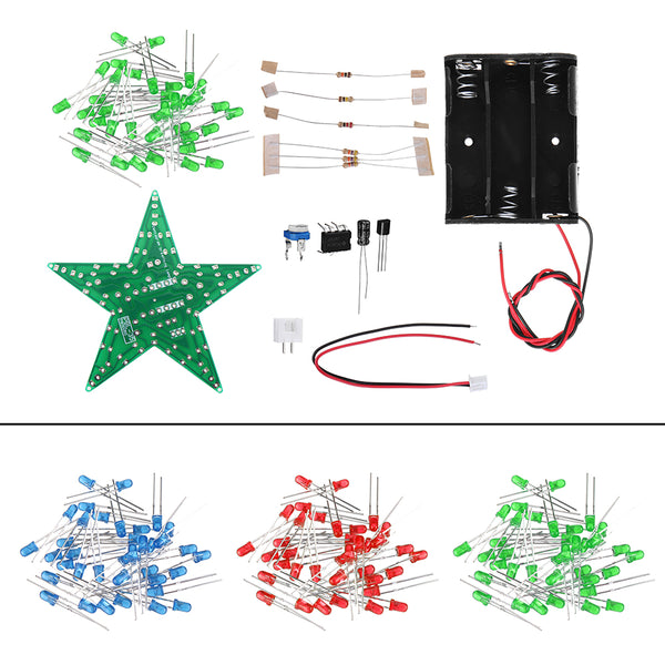 DIY Red/Green/Blue Light LED Flash Kit With Battery Box Pentagram Light Star Light Kit