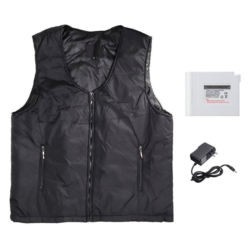 Electric Black Vest Heated Waistcoat Cloth Thermal Warm Pad Winter Body Warmer