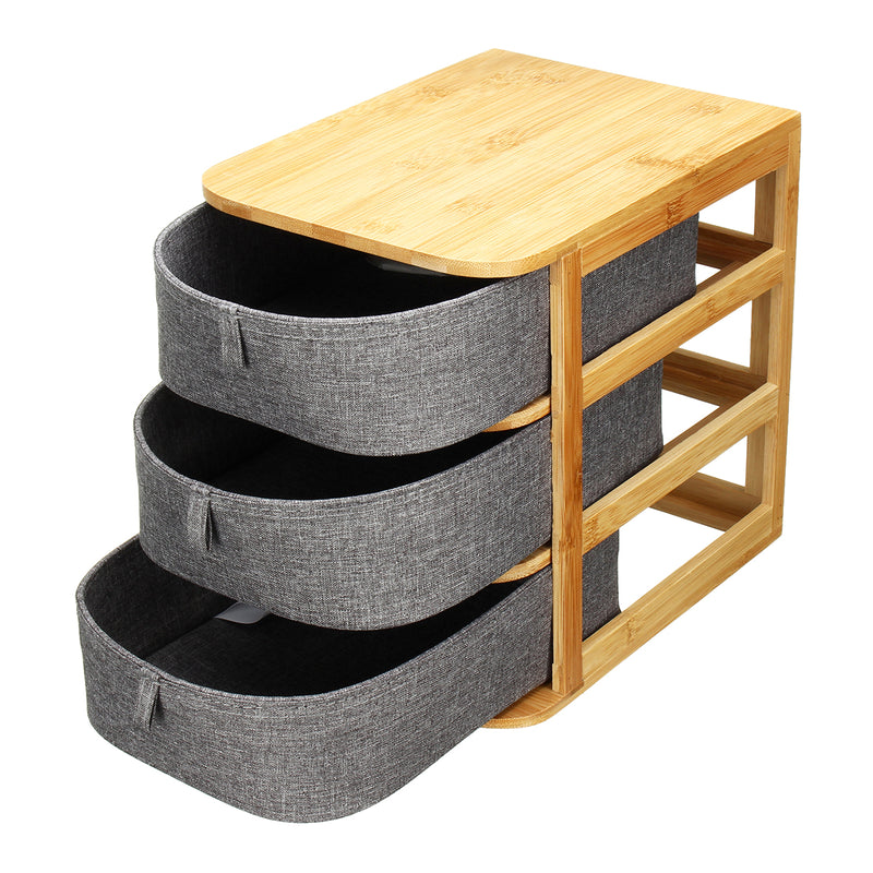 Grey Multi-Layer Mini Bamboo Desktop Drawer Sundries Case Storage Box Organizer Living Room Decorations