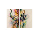 Miico Hand Painted Combination Decorative Paintings Animal Buffalo Painting Wall Art For Home Decoration