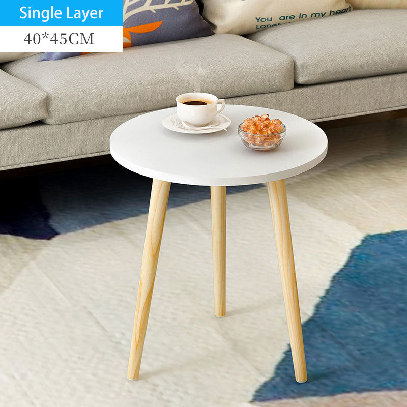 Single/Double Layers Mini Coffee Table Tea Table End Table Wooden Round Magazine Shelf Movable Bedroom Living Room Furniture For Office Home