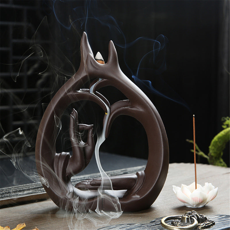 Backflow Incense Burner Incense Holder Lotus Flower Bottle Home Office Tea-house Decorations