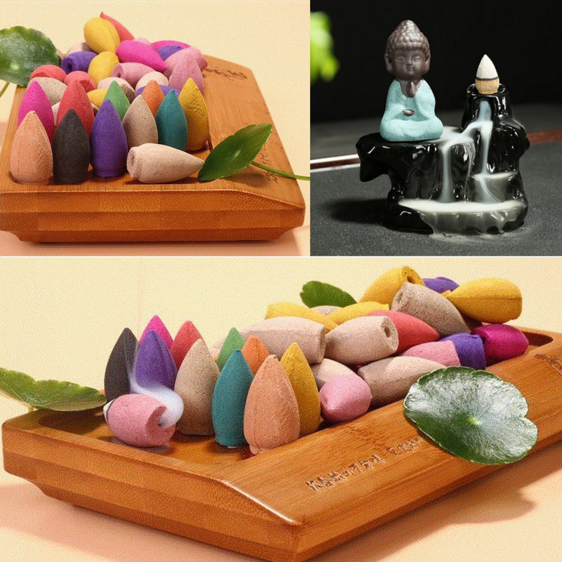 130Pcs/Bag Backflow Incense Cones Mix Fragrance Home Furnace Burner Fragrant Incense