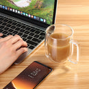 300ML Glass Coffee Tea Cup Heat Resistant Double Layer Glass Handle Double Wall