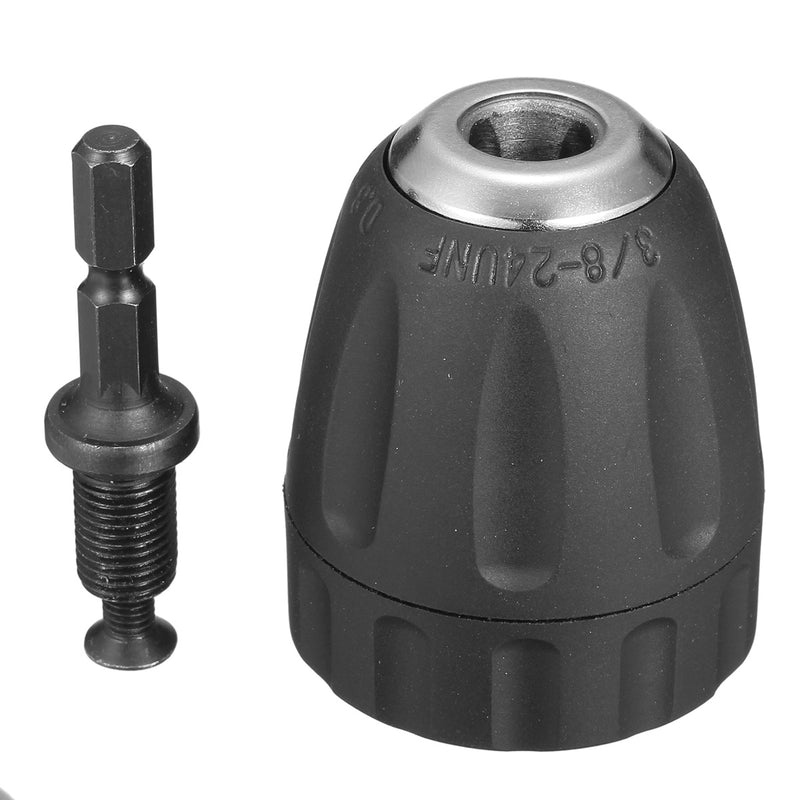 0.8-10mm Keyless Drill Chuck Converter 3/8 Inch 24UNF with 1/4 Inch Hex Shank SDS Adapter