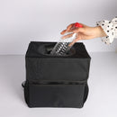 Leak Proof Vinyl Inside Lining Stable Black Car Trash Garbage Can Bag Closeable Lid 27.5 X 15.5 X 28.5CM