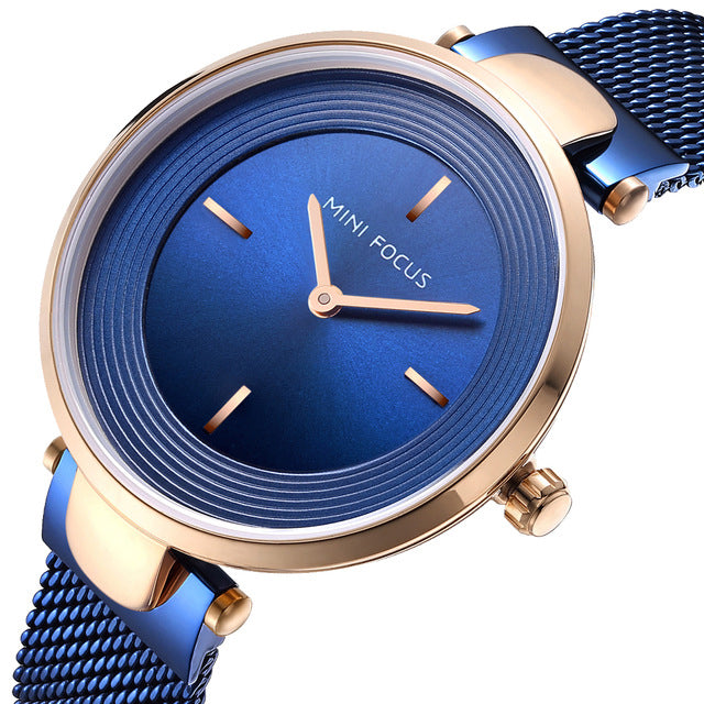 MINI FOCUS MF0195L Unique Dial Display Ladies Wrist Watch Casual Full Steel Quartz Watches