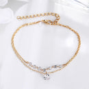 Trendy Heart Crystal Charm Bracelet Multilayer Bridal Wedding Crystal Bracelets for Women