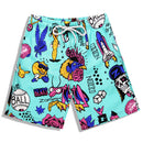 S5257 Beach Shorts Board Shorts 3D Cartoon Gather Printing Fast Drying Waterproof Elasticity