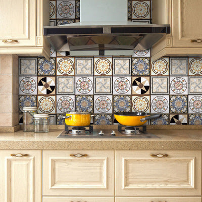 Retro Self-adhesive Wall Sticker Home Tiles Floor Background Kitchen PVC Anti-oil Wall Stickers