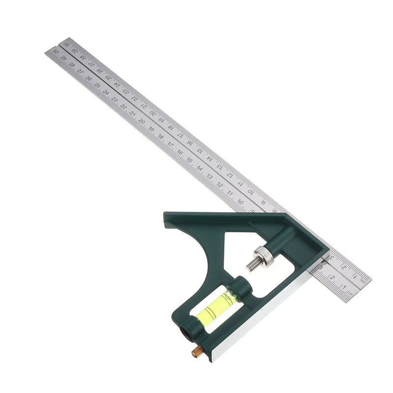 BERRYLION 300mm Adjustable Combination Square Angle Ruler 45/90 Degree with Bubble Level Multifunctional Gauge Measuring Tools
