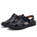 Men's Outdoor  Daily Casual Sandals Wrapped Toe Leather Hand-sewn 3-fold Reinforced Suture Shoes