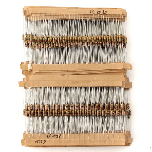 1500Pcs 1/4W 5% Carbon Film Resistor 75 Values Assorted Kit 1 ohm~10M ohm Range