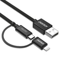 CHOETECH 2 in 1 2.4A Micro USB Lightning for Nylon Data Cable for iPhone 7 Plus Xiaomi Note 4
