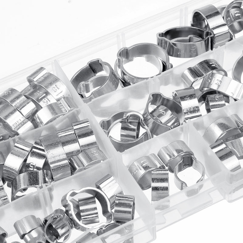 80Pcs 5-20mm Double Ear O Hydraulic Hose Fuel Clamp Sealing Pressure Consistency