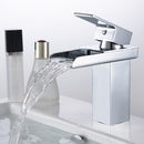 Bathroom Waterfall Basin Sink Faucet Square Hot Cold Water Mixer Tap Chrome