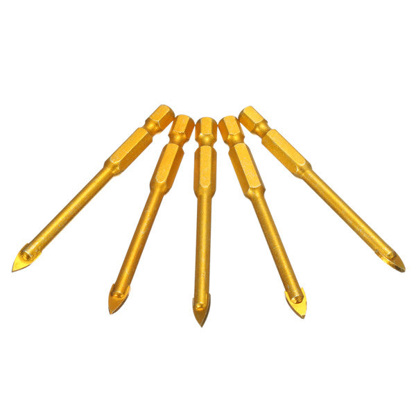5pcs 6mm Hex Shank Spear Point Head Drill Bits Set Ceramic Porcelain Marble Glass Tile Drill Bits