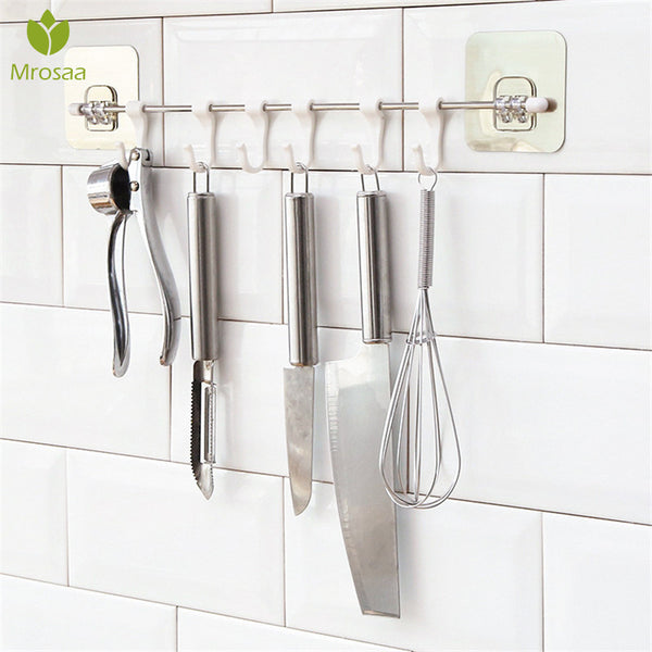 Stainless Steel 6-Link Hook Multi-Function Adjustable Kitchen Storage Six-Row Hook Home Hook