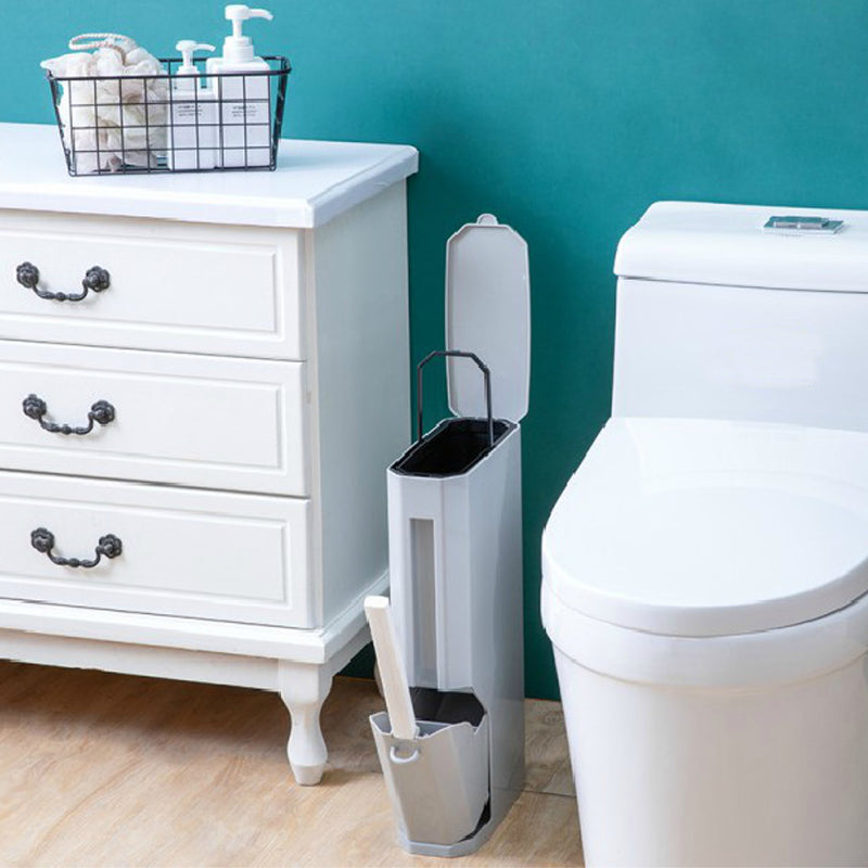 3 In 1 10L Narrow Trash Can Set With Toilet Brush Bathroom Waste Bins Dustbin Garbage Storage