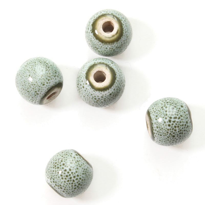 Retro Style 5Pcs 10mm Flower Glaze Beads Round DIY Spacer Loose Beads