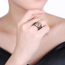 INALIS Elegant 12mm Gun Black Plated Zircon Rhinestone Diamond Rings Gift for Women