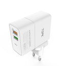 TOPK QC3.0 30W LED Indicator Dual USB Charger EU Adapter for Nokia X6 Xiaomi Mi A2 Pocophone F1