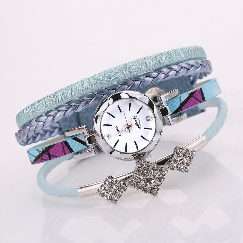 DUOYA D255 Flower Dial Show Fashionable Women Bracelet Watch Tourist Dress Retro Style Quartz Watch