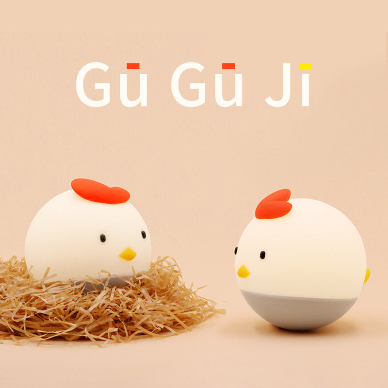 Home Creative Tumbler Cartoon Silicone Cuckoo Chicken Night Light Patting Lamp Bedside Baby Sleep Night Light