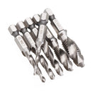 Drillpro 6pcs HSS 1/4" Hex Shank Countersink Drill Bit Set UNC or Metric Deburr Countersink Bits