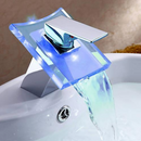 LED Color Changing Waterfall Faucet Bathroom Sink Faucet Glass Basin Bathtub Mixer Tap