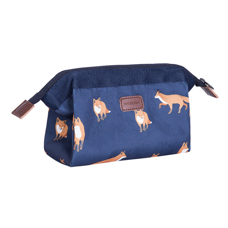 Korean Cosmetic Bag Flower Flamingo Fox Portable Waterproof Travel Storage Bag Large Capacity Pencil Case