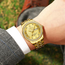 CHENXI 8215 Casual Style Men Wrist Watch Gold Case Full Steel Band Quartz Watch