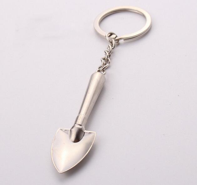 1PC Keyring Tools Metal Silver Keychain Work Shovel Mini Tool Shovel Keyring Metal Keychain Work Tools