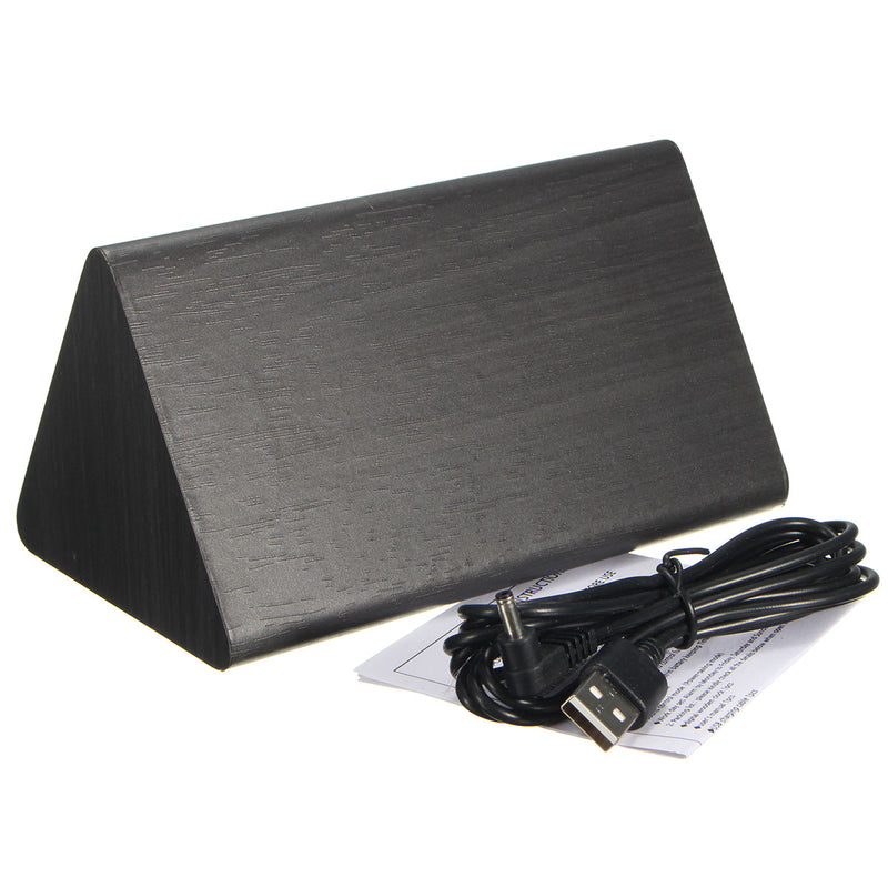 USB Voice Control Wooden Wooden Triangle Temperature LED Digital Alarm Clock Humidity Thermometer