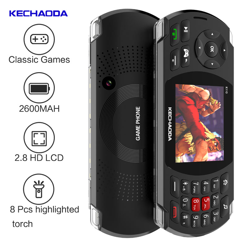 KECHAODA K110 Game Phone 2.8 inch 2600mAh 100 Classic Game Torch Big Sound Speaker With Vibration Dual SIM Card Dual Standby Feature Phone