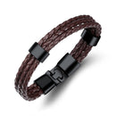 20cm Vintage Leather Bracelet Multilayer Woven Wristhand for Men