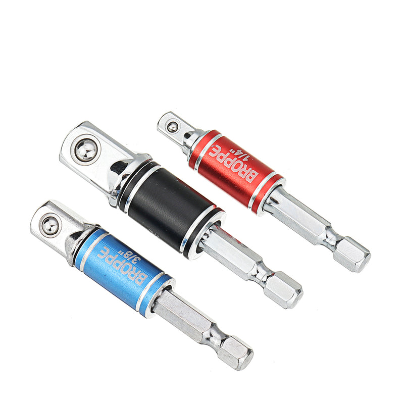 BROPPE 3Pcs Power Screwdriver Extension Bar Adapter 1/4 Inch Hex Shank Driver Socket Bit with Rotating Color Circle